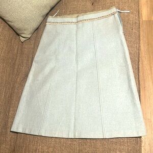 Light blue flared wool skirt